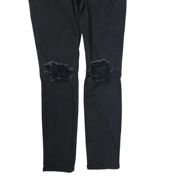 American Eagle Next Level Stretch Hi Rise Jegging Women 12 Jeans Distressed Blac - Picture 12 of 16